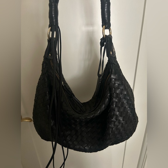 Zina Eva Black Woven Leather Bag - Picture 8 of 8